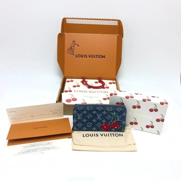 LOUIS VUITTON M23161 Murakami Takashi Monogram Denim Zippy Wallet Cherry Wallet - Picture 8 of 10